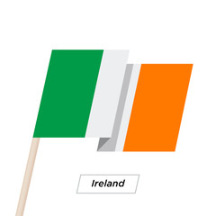 Ireland Ribbon Waving Flag Isolated on White. Vector Illustration.