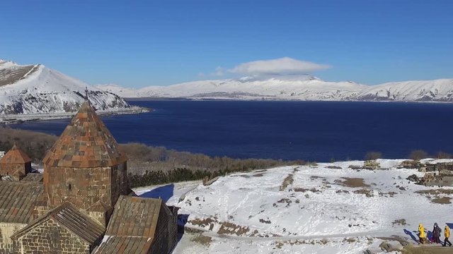 Winter Lake Sevan in Armenia