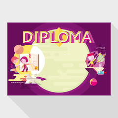 diploma template for school dark color, kindergarten template document, prize for kid