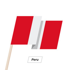 Peru Ribbon Waving Flag Isolated on White. Vector Illustration.