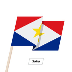 Saba Ribbon Waving Flag Isolated on White. Vector Illustration.