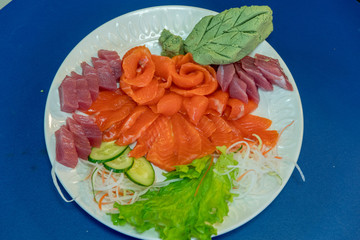Flatfish , Tuna and Salmon sashimi