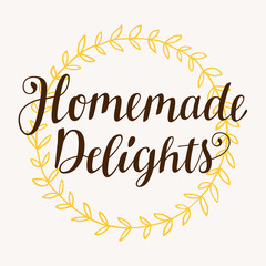 Homemade Delights lettering in retro style. Modern calligraphy.