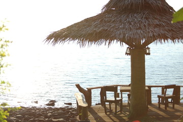 Wooden pavilion at Beach in Thailand