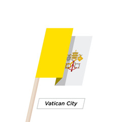 Vatican City Ribbon Waving Flag Isolated on White. Vector Illustration.