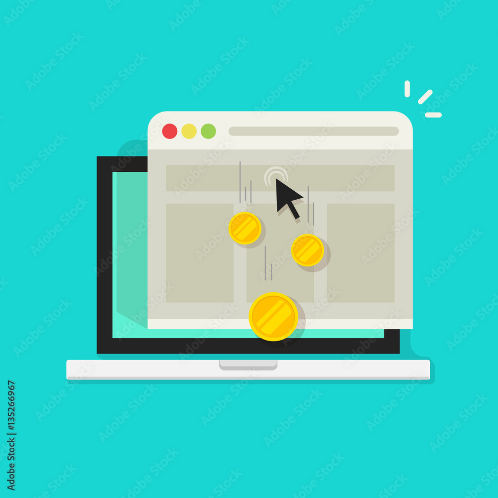 Wall mural pay per click vector illustration or cost per click, internet advertising concept, marketing symbol,