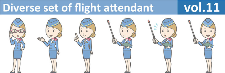 Diverse set of flight attendant, EPS10 vol.11