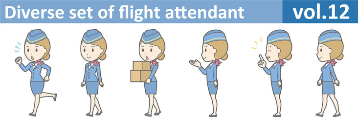 Diverse set of flight attendant, EPS10 vol.12