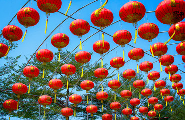 Red lantern and blue sky during Chinese New Year