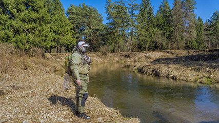 Fishing equipment. Fisherman. Fly fishing.