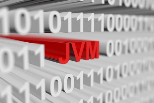 jvm in the form of a binary code with blurred background 3D illustration