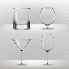 Set of glasses for alcohol in a realistic style