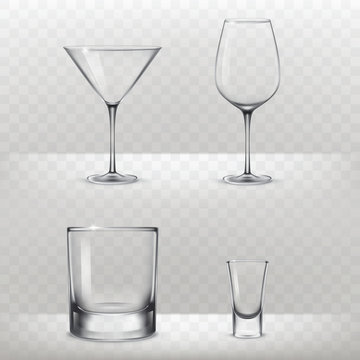 Set of glasses for alcohol in a realistic style