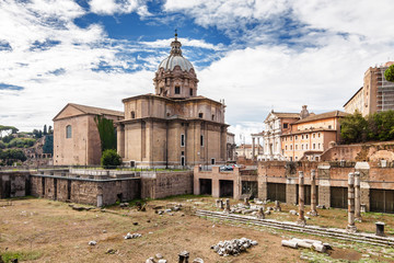 Fototapeta na wymiar Ruins of the Forum in Rome, Lazio region, Italy.