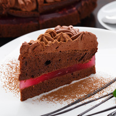 Chocolate cake on a plate