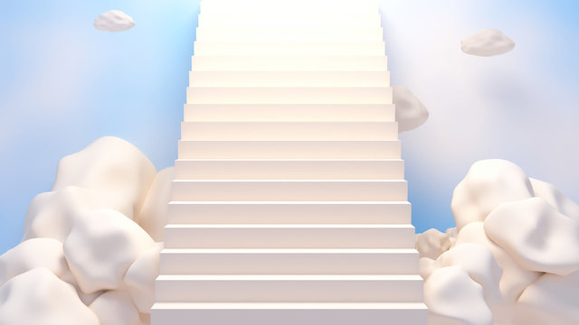 3d rendering picture of stairway to heaven. Beautiful and romantic scene.