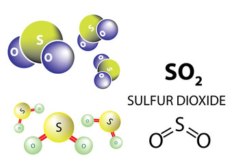 Sulfur dioxide molecule, chemical structure
