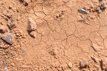 Soil texture, brown ground soil texture mixed with small rocks