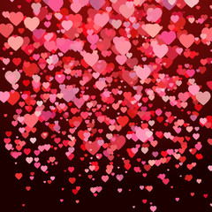 Valentines Day Background with red and pink hearts