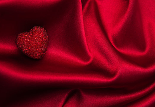 Red hearts and silk