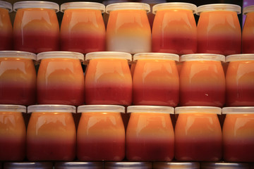 Orange colored yogurt
