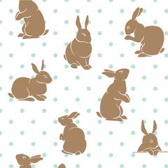 Rabbit pattern brown and blue