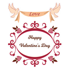 Happy valentines day cards with ornaments, hearts, ribbon, angel and arrow vector.