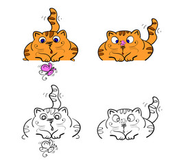 Vector set of cartoon images  cute different cats   color with  actions and emotions on a white background. Pet.