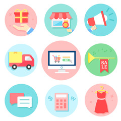 Shopping Flat Design Icon Set