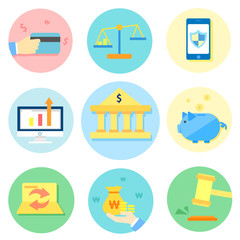 Banking Flat Design Icon Set