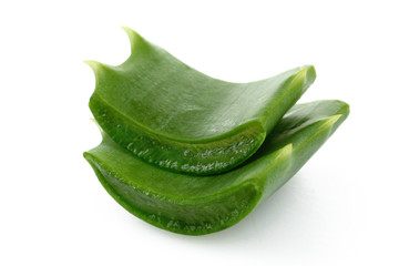 Fresh leaves of aloe vera isolated on white background.