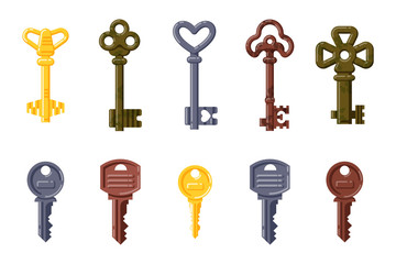 Vintage key vector isolated icon.