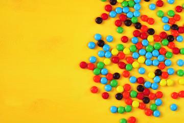 Top view party table with candies