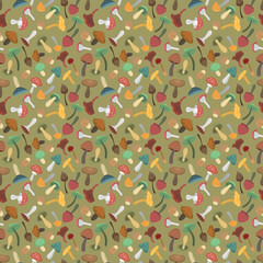 Mushrooms vector illustration seamless pattern