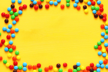 Top view party table with candies