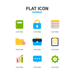 Business flat icon set