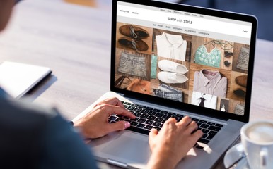 Composite image of shop with style homepage