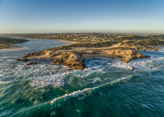 Obraz premium Aerial view of the beaches and coves around Kenton-on-Sea South Africa