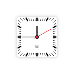 Vector image of minimalistic clock dial white with black ticks time, isolated on background.