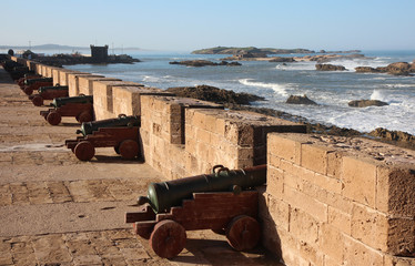 old guns the walls of the medieval fort Essaouira,Morocco