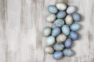 Blue and gray Easter eggs