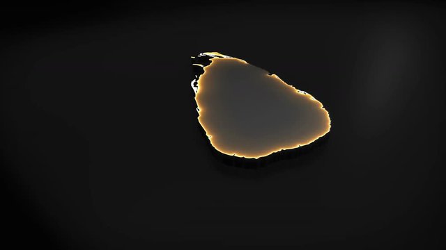 Seamless looping 3D animation of the map of Sri Lanka including 2 versions and alpha matte