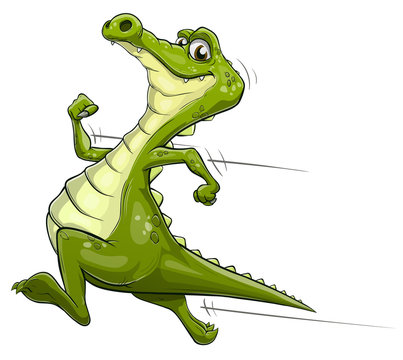 Illustration of a happy cartoon alligator running fast Stock Vector | Adobe  Stock
