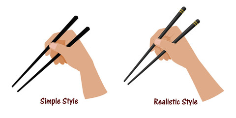 Hand holding the chopstick on transparent background. Easy to use for grabing everything that you want to present
