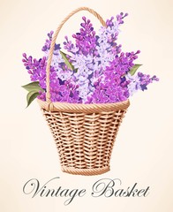 Vintage basket with flowers