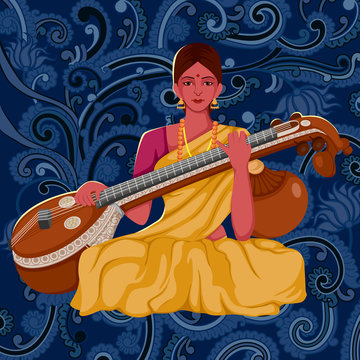 Artist playing Sitar folk music of India