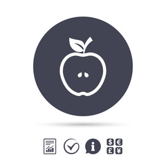 Apple sign icon. Fruit with leaf symbol.