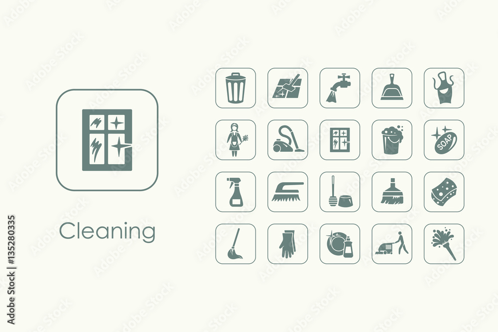 Canvas Prints set of cleaning simple icons