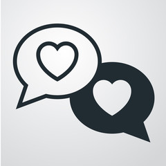 Icono plano conversacion amor en fondo degradado