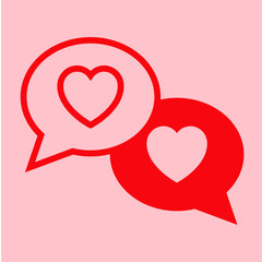 Icono plano conversacion amor en fondo rosa
